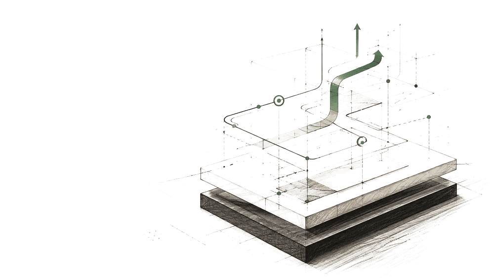 Architectural illustration of an automation workflow built on a strong foundation