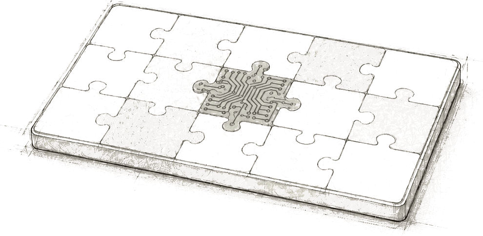 Puzzle illustration representing how AI fits into business operations